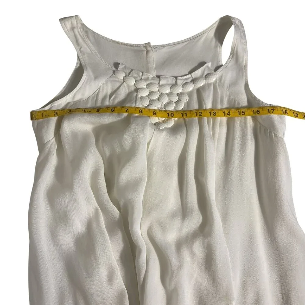 Charles Chang-Lima White Sleeveless Asymmetrical Dress With Button Back & Jewel - Picture 9 of 13